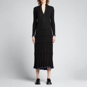 NWOT PROENZA SCHOULER Wide Ribbed Silk-Cashmere Midi Dress Black - Size S